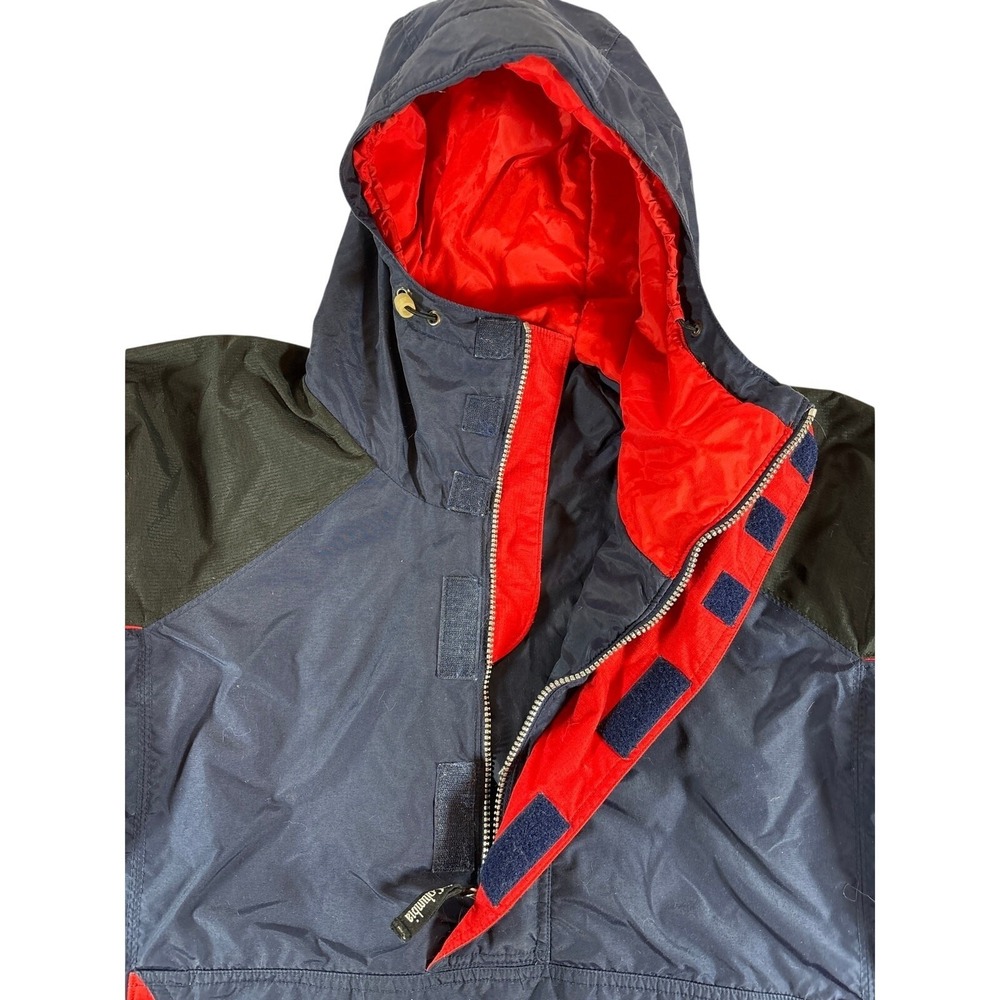 Columbia Mens Anorak Jacket Navy Blue Red Colorblock Hooded Pullover Large - Picture 4 of 10